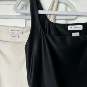 2 Babaton satinette square neck bodysuits